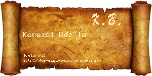 Kerezsi Béla névjegykártya